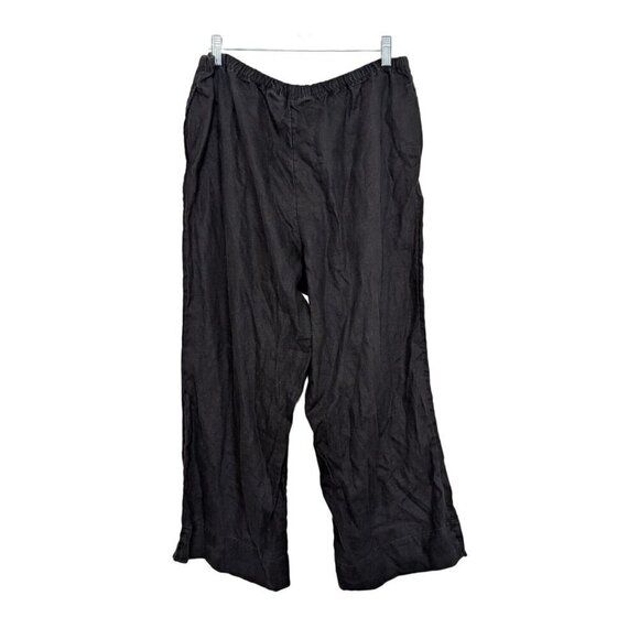 J Jill Linen Pants Womens Size Large Black Pull On Elastic Waist Lagenlook - Picture 8 of 12